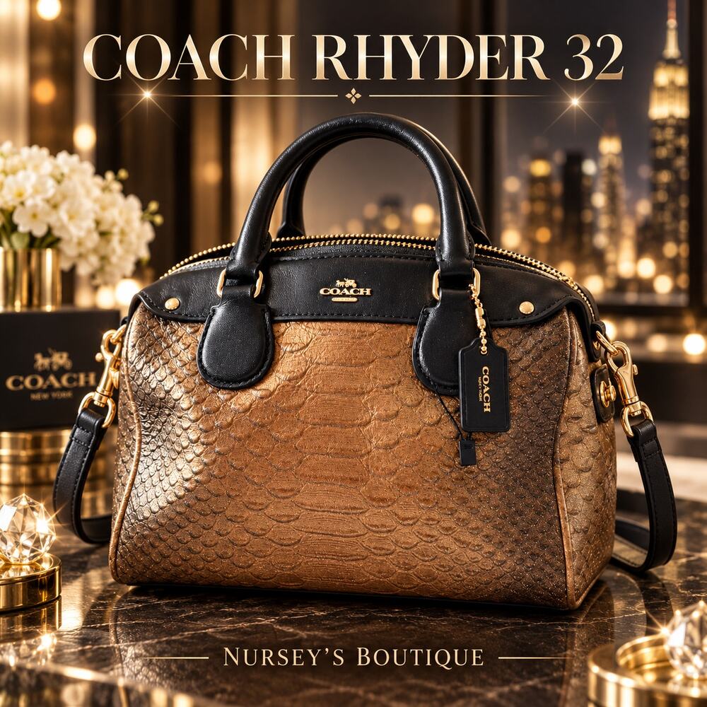Coach Rhyder 32 Satchel 33739 Metallic Two Tone Leather Brass Black Archive